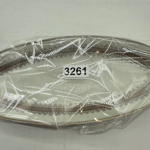 PV Vessra Germany Porcelain Oval Serving Bread Dish Gold Trim Handles art deco - Picture 8 of 9